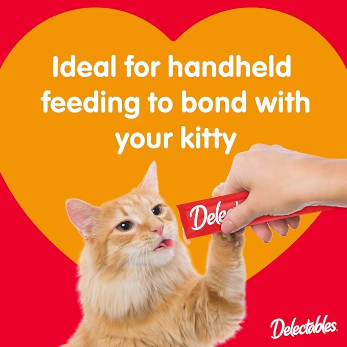 Delectables Squeeze Up Creamy Squeezable Puree, Lickable Wet Cat Treats, Grain Free, No Added Fillers, No By-Products, No Added Preservatives, 0.5 Ounces Tube Chicken with Catnip, 32 Tubes Total