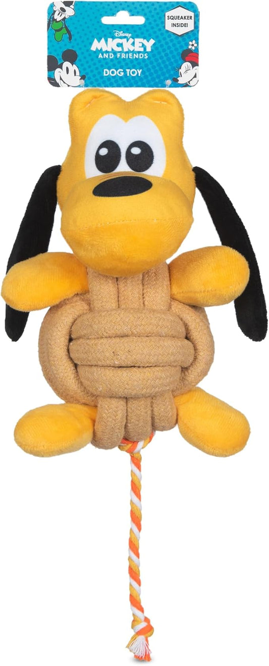 Pluto Knotty Rope Pet Toy with Squeaker, 9 Inch | Squeaky Dog Toys for Pets | Rope Tug Toy for Dogs Inspired by Pluto of Mickey and Friends