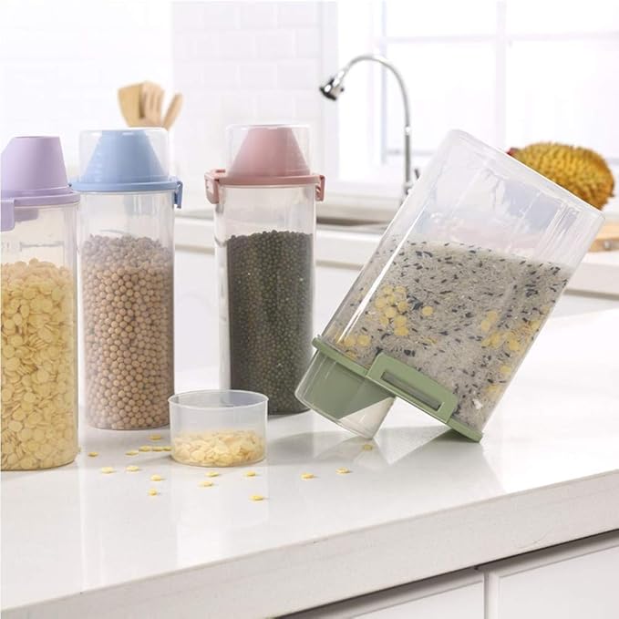 Pet Food Storage Container with Graduated Cup and Seal Buckles Food Dispenser for Dogs Cats (Green)