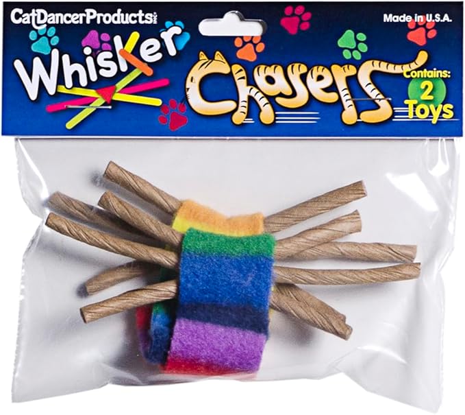 Cat Dancer Products Cat Chaser with Colorful Fleece, Interective Toy for Exercise with Ringtail Whisker & Bowtie (Pack of 7)