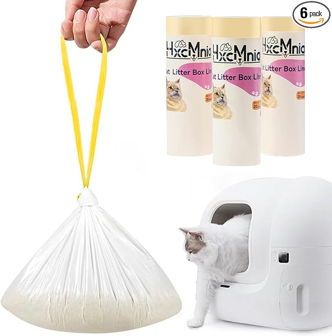 120 Count Self-Cleaning Litter Box Liner Bags for PURA X/MAX, Drawstring Replaced Trash Bag Waste Bag for Automatic Cat Litter Box (21.6" x 11.8")