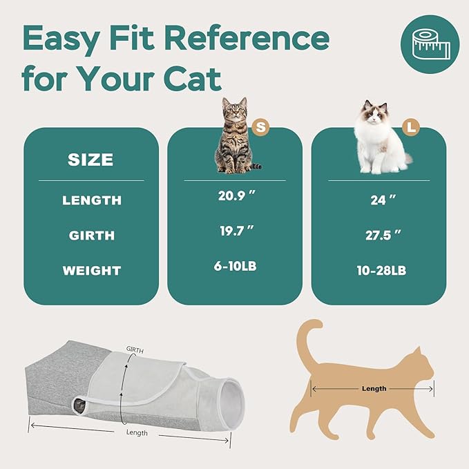Self-Adhesive Cat Grooming Wrap, Cozy Cat Wrap for Cutting Nails, Breathable Anti-Scratch Cat Swaddle Bag for Brushing, Ear Cleaning, Medication, Injections,Grey L