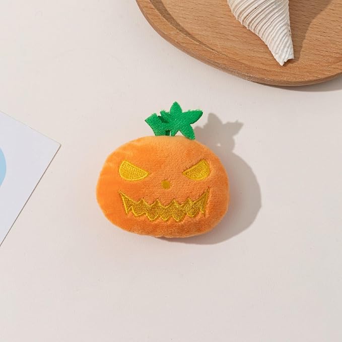 4PCS Halloween Pumpkin Cat Squeaky Toys Interactive Plush Pet Toy for Indoor Cats with Squeaker