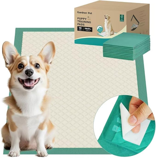 Puppy Pee Pad for Dog 10 Counts Disposable Pet Training Pad with 4 Adhesive Tape Pee Pads Quick Dry Pad for Dogs, Puppies, Doggie, Cats, Rabbits, 18" x 24",Suitable for Crate/Cage/Kennel/Carrier