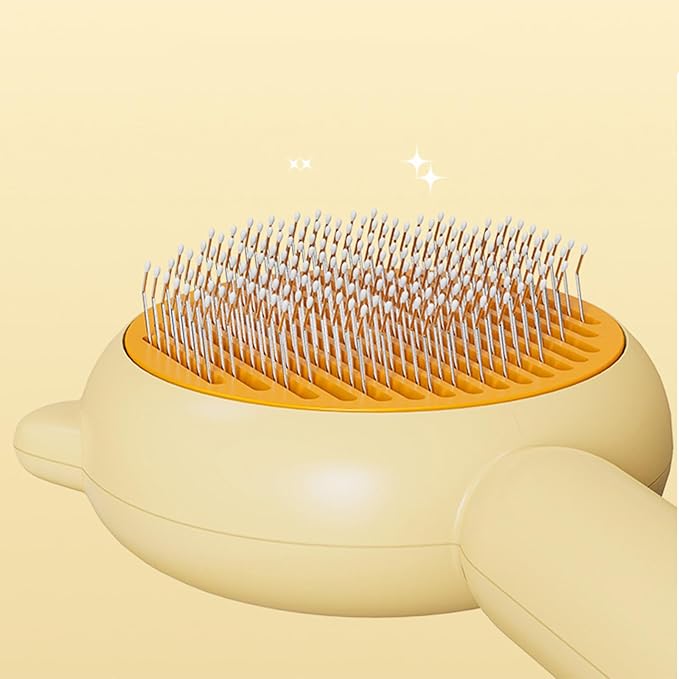 Cat Brush, Magic Pet Comb, Pet Hair Cleaner Brush, Pet Grooming Cat and Dog Brush, Self Cleaning Cat Brush, Cat Grooming Brush, Cat Shedding Brush, Cat Brush for Long Hair Cats (Yellow)