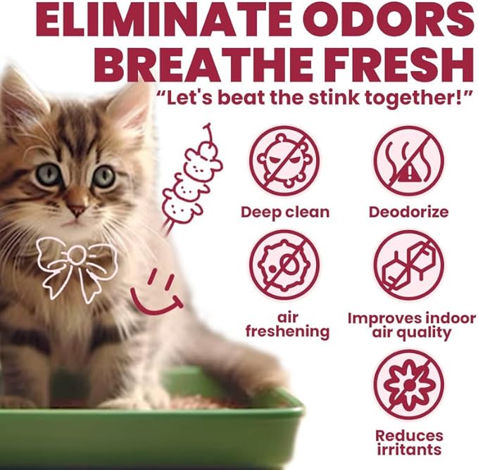 Cat Litter Deodorizer, Cherry Blossom Cat Litter Box Odor Eliminator, cat odor eliminator for home, Instantly Eliminates Foul Odors, Freshens Kitty Litter deodorizer, 16 OZ