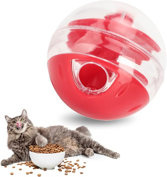Cat Treat Toy, Cat Treat Dispenser Interactive Kitten Puzzle Toy, Cat Food Dispenser Toy Cat Treat Ball Dispenser Feeder Treat Ball for Treats Less Than 0.4in in Diameter