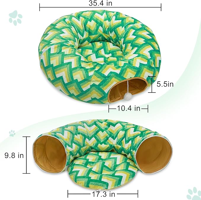 Cat Tunnel Bed, Cat Tunnels Cat Toys for Indoor Cats S-Shape Cat Tube and Cat Donut Tunnel Cave Large Cat Toys Interactive Cat Stuff Supplies