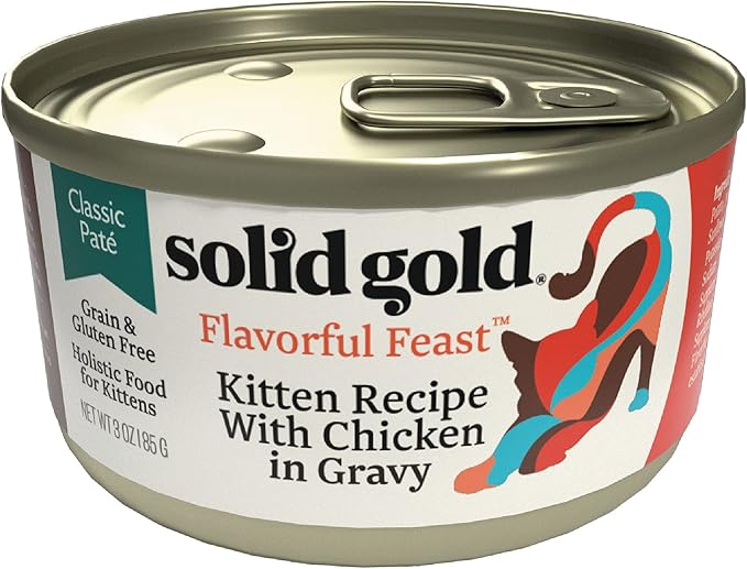 Solid Gold Flavorful Feast Wet Cat Food - Classic Pate - Real Chicken (for Kittens) - Canned Cat Food, 24 Pack