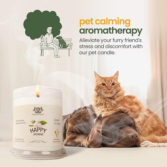 Pet Odor Eliminator Candle Happy Jasmine Scented Candles for Home Decor - Calming Candles Aromatherapy, Soy Wax Pet Candles Odor Eliminator for Home - Pet Friendly Candles by Gerrard Larriett