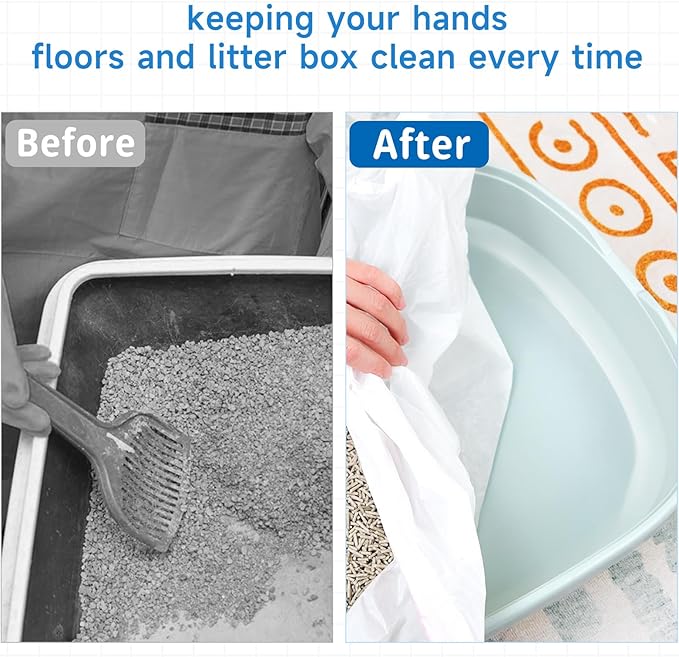 60 Pcs Cat Litter Box Liners, Large Cat Litter Bags with Drawstring, Leak Proof Cat Litter Bags Liners, Thick Cat Litter Liners, Easy Cleanup Disposable Litter Box Bags for Cats (29" x 18")