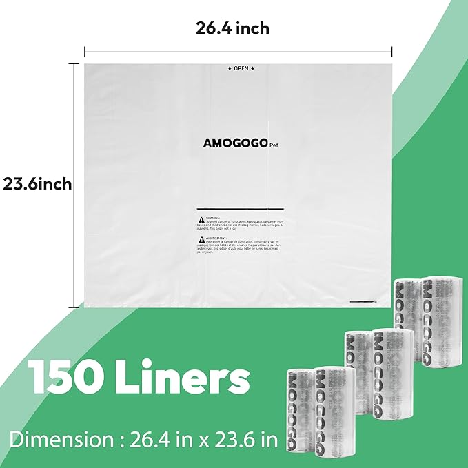 Waste Bags, Compatible with Litter Robot 4 & 3, 150 Pack Liners for Self Cleaning Litter Box, Cat Litter Bags with 9-11 Gallon Capacity, Pre-Separated, Transparent, Replacement Bags Liners