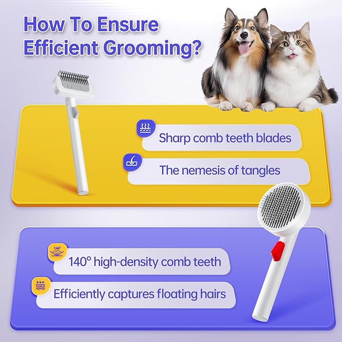 Pet Grooming Brush Kit, Suitable for Long or Short Haired Cats, Small and Medium Dogs, Puppy Kitten, Brush for Grooming Shedding, Remove Loose and Matted Fur, Pet Grooming Undercoat Comb