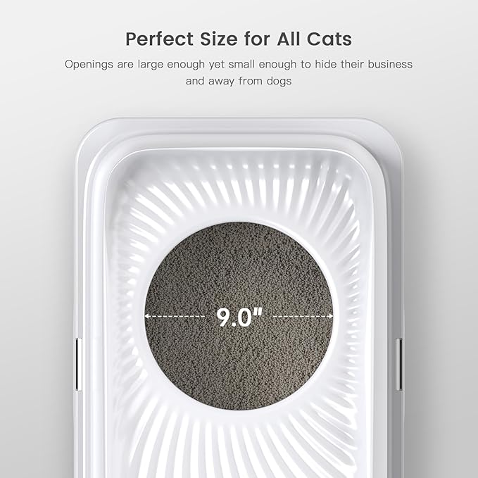 Stainless Steel Cat Litter Box, Large Top Entry Litter Box for Big Cats, Enclosed Kitty Litter Box with Lid, Metal Cat Litter Box Never Absorbs Odors, Easily Cleaning, Include Scoop