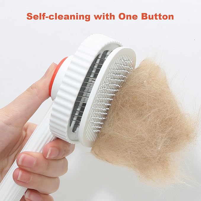 ACE2ACE Self-Cleaning Slicker Brush for Shedding, Long and Short Haired Indoor Cats - Removes Mats and Loose Hair Easily