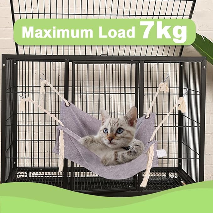 Cat Hammock, Breathable Pet Cage Hammock, Cat Hanging Bed with Metal Carabiners and Tassels, Cat Hanging Hammock for Cage, Hammocks for Kittens, Rabbits, Small Dogs (Green)