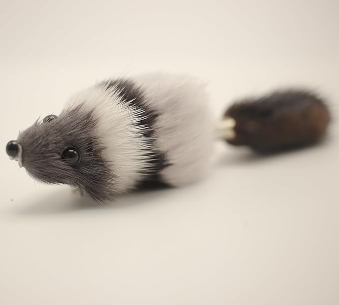 Fosrion Real Mink Fur Cat Hunt Bites Toy with Three Section Retractable Carbon Fiber Rod(3 Mink Fur Mouse, Only Tail)