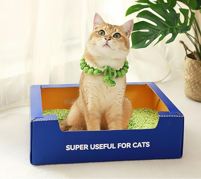 Disposable Cat Litter Box 1 Unit - Super Lightweight, Waterproof, Convenient for Travel and Indoor Use!