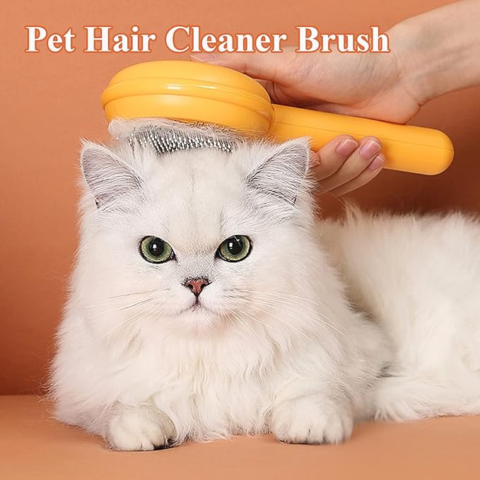 Cat Brush, Magic Pet Comb, Pet Hair Cleaner Brush, Pet Grooming Cat and Dog Brush, Self Cleaning Cat Brush, Cat Grooming Brush, Cat Shedding Brush, Cat Brush for Long Hair Cats (Yellow)
