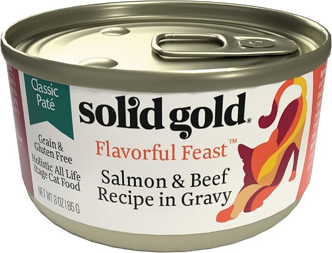 Solid Gold Flavorful Feast Wet Cat Food - Salmon & Beef Pate - Canned Cat Food, 24 Pack
