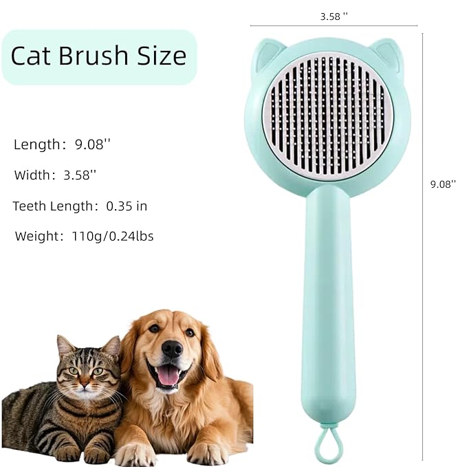 Cat Brush,Cat Hair Brush for Indoor Cats,Pet Grooming Brush with Self Cleaning Button,Shedding Brush for Cats and Dogs,Easy to Clean