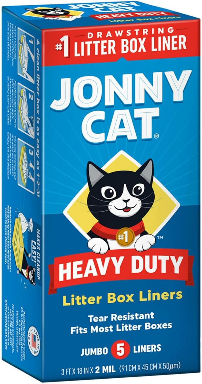 JONNY CAT Litter Box Liners, Convenient and Durable Disposable Cat Litter Liners for Easy Cleanup, Extra Thick and Tear-Resistant (Pack of 4) (4 Items)