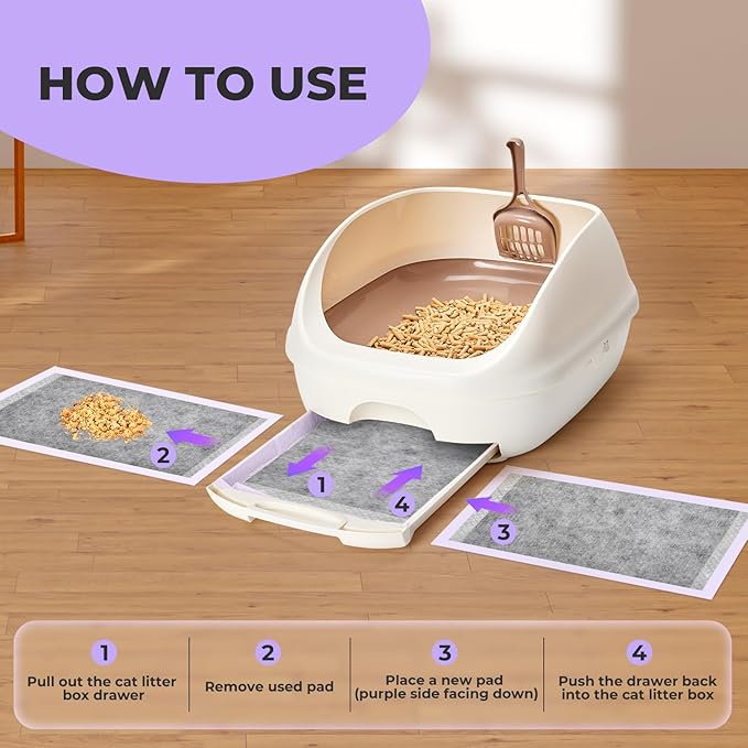 Cat Pads Refills for Litter Box: Cat Litter Mat for Tidy Cats Breeze Litter System - Thickened 6-Layer Super Absorbent Breeze Pads - 16.9" X 11.4" Activated Carbon Odor Control - Pack of 20