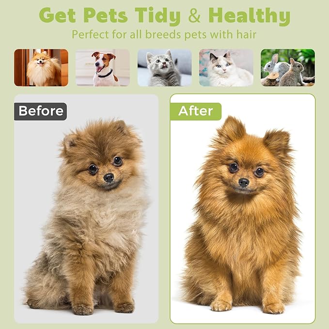 Sunflower-White Hair Brush for Cats and Dogs, Self Cleaning, Shedding, Grooming Brush, Travel Size, Stainless Steel Bristles