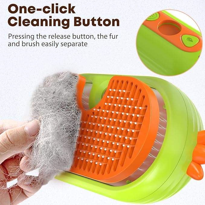 Cat Steam Brush, 3 In 1 Self-Cleaning Steam Cat Brush for Shedding with Release Button, Cat Deshedding Hair Brush with Steam for Long & Short Haired Cats and Dogs, Removes Tangled and Loose Hair