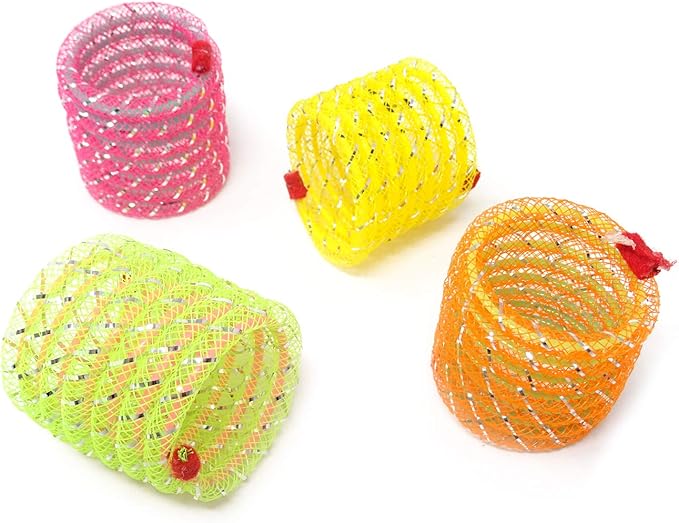 Honbay 4PCS Random Color Cat Spring Toy Stretchable Coil Pet Play Toy