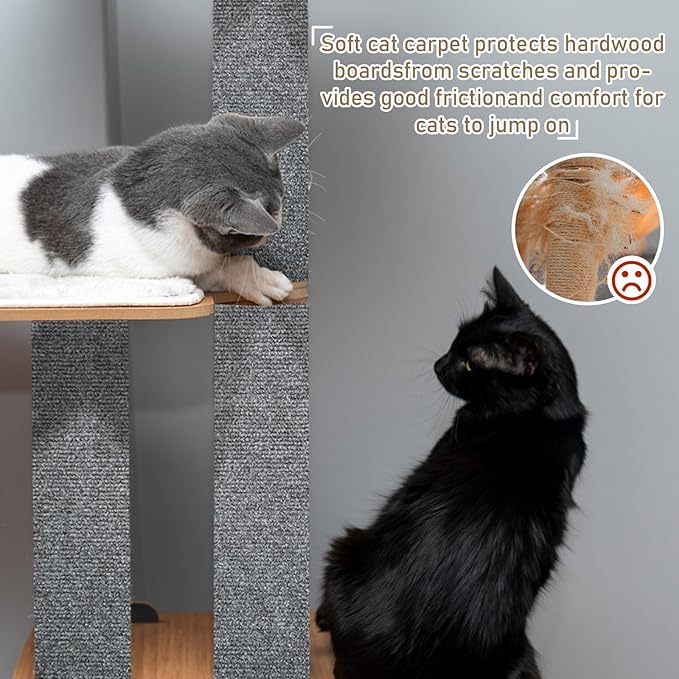 Cat Scratching Climbing Carpet Mat, Self-Adhesive Trimmable Anti Cat Scratcher Couch Furniture Protector from Cat Claws, Cat Post Covered Pad Replacement for DIY Cat Tree (Light Gray, 15.8" x 118")