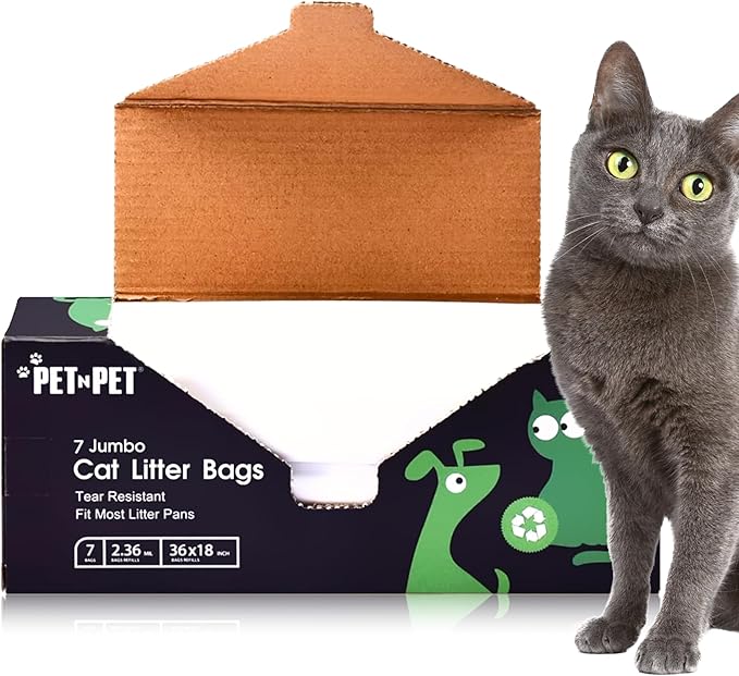 Pet N Pet Jumbo Cat Litter Box Liners, 7 Counts Heavy-Duty Kitty Litter Bags, Cat Pan Liners, Cats Box Liner Trash Bags