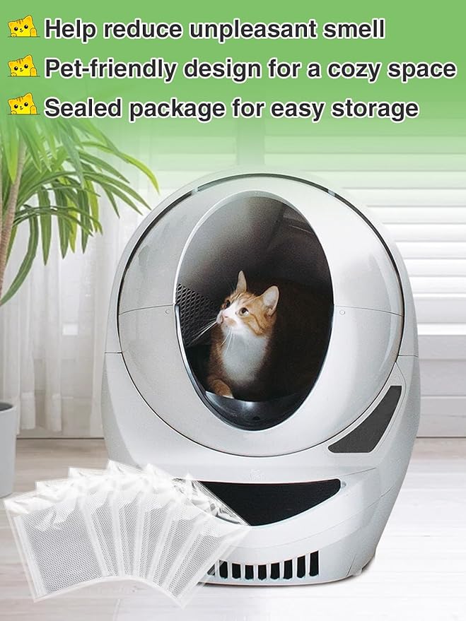 MEWTOGO 6 Pcs Cat Litter Deodorizer Pack - Compatible with Litter-Robot 3, Litter-Robot 4 and Traditional Cat Litter Box, Activated Carbon Odor Eliminator Filters for Efficient Adsorption