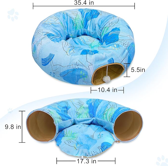 Cat Tunnel Bed, Cat Tunnels Cat Toys for Indoor Cats S-Shape Cat Tube and Cat Donut Tunnel Cave Large Cat Toys Interactive Cat Stuff Supplies