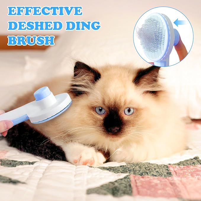 Cat Grooming Brushes, 5pcs Puppy Brush Kit for Grooming, Pet Grooming Kit, Cat Brushes, Cat Nail Clipper, Bath Brush, Comb, Dog Brush for Shedding, Cat Supplies for Short & Long Haired Cats