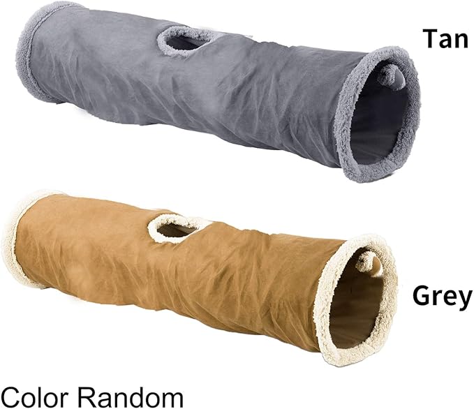 ALL FOR PAWS Collapsible Cat Tunnel Crinkle Cat Toys Play Tunnel Tube,You Will Receive Either a Gray or tan Tunnel