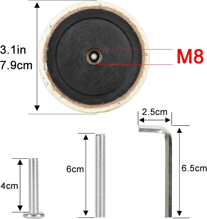 4 Pcs 3.1in 7.9cm Diameter Cat Scratching Post Replacement Sisal Pole with Screws and Bolts and Wrench for Cat Tree Condo (40cm/15.75in, M8)