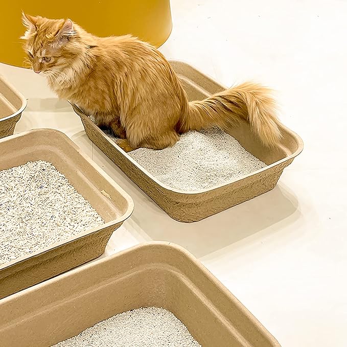 WUWEOT 8 Pack Disposable Cat Litter Box, Paper Cat Litter Tray Pet Litter Pan, 16.7" X 13" X 4" Travel Small Animal Clean Sifting Potty for Indoor Outdoor Cat, Hamster, Guinea Pig, Mice, Bunny