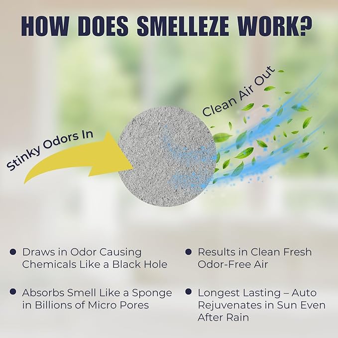 SMELLEZE Natural Urine Odor Removal Deodorizer: 2 lb. Powder Stops Urine Stench