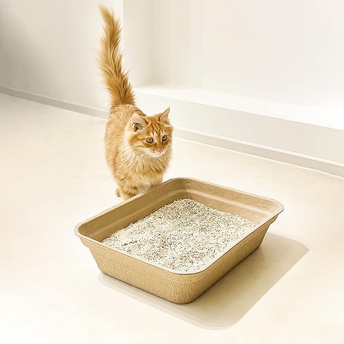 WUWEOT 8 Pack Disposable Cat Litter Box, Paper Cat Litter Tray Pet Litter Pan, 16.7" X 13" X 4" Travel Small Animal Clean Sifting Potty for Indoor Outdoor Cat, Hamster, Guinea Pig, Mice, Bunny