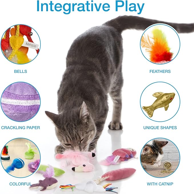 kensie Interactive Sloth/Flamingo/Sloth/Knot, for Indoor Cats Kitten Play Chase Exercise, Kitten Fun Mental Physical Exercise Puzzle Eliminates Boredom, 7 Pcs Cat Teaser Toy Set