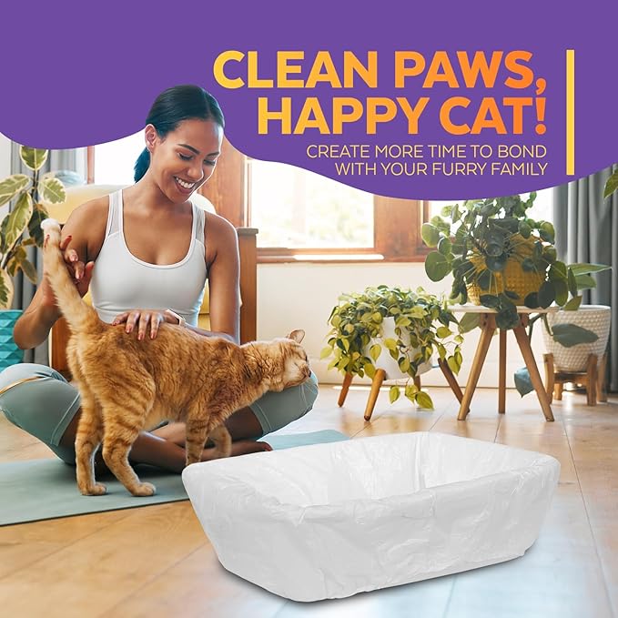 Sifting Litter Box Liners- 30-Count Elastic Cat Pan Liners for Large, Extra Large, Giant, and Extra Giant Litter Box - 36" x 18" Universal Fit Quick Sifting Cat Litter Bags
