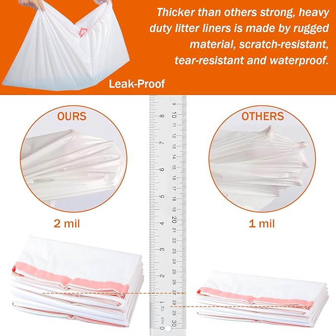 Jumbo Cat Litter Box Liners with Drawstring, 24 Count Extra Thick and Durable Litter Box Liner Bag Disposable Waste Bags for Home/Kitchen Trash Cans (36" x 18")