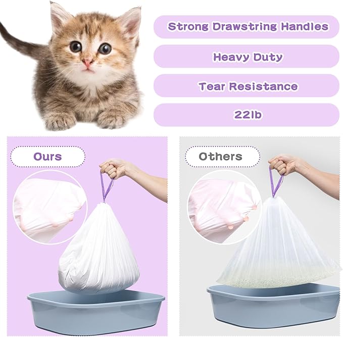 Cat Litter Liners Large, 30 Pack Jumbo Drawstring Cat Litter Bags, Extra Thick Litter Pan Liners Heavy Duty 36"x16"