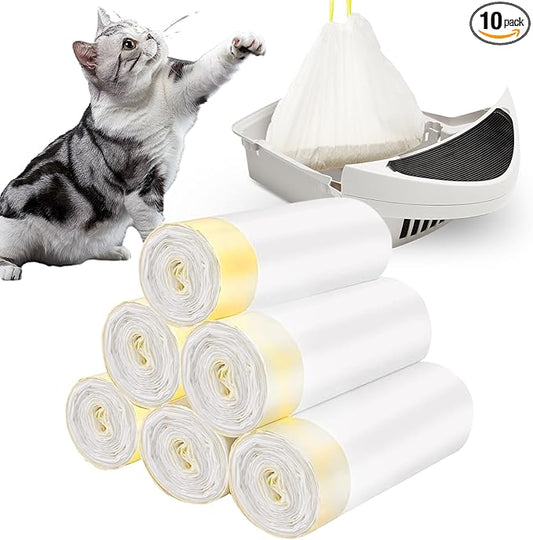 Cat Litter Box Liners 60 Count, 29”x18” Kitty Litter Box Bags with Drawstring, Leak-Proof Cat Pan Liners with 10KG/22LBS Load Capacity Fit for Cat Litter Tray, Litter Robot 3/4