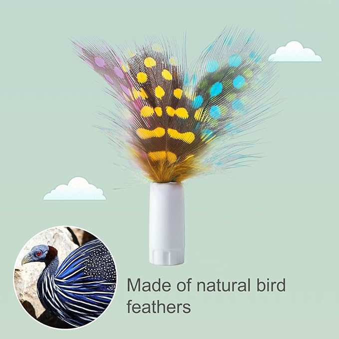 ORSDA 12Pcs Interchangeable Attachments Cat Feather Toys Replaceable Feathers and Fluffy Toy Accessories