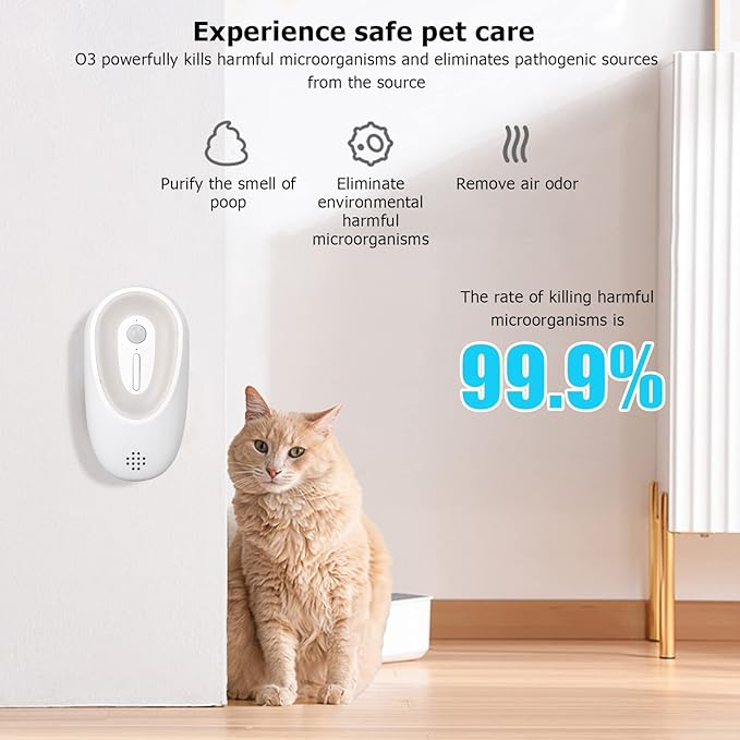TOPINCN Cat Litter Deodorizer, Smart Induction Pet OdorPurifier with Night Light, Rechargeable OdorCat Litter Box Cat Litter Odor Freshener Toilet Air Purifier