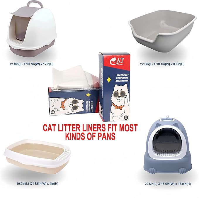 Litter Box Liners, Disposable Cat Litter Liners, Heavy Duty Plastic Litter Box Liners, Jumbo Size: 36 * 19 inch, Close & Scratch Resistant (10 Count, Scent Free)