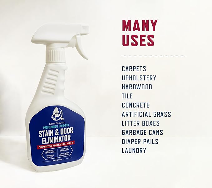 Stain & Odor Eliminator for Strong Odor - Enzyme Pet Odor Eliminator for Home - Carpet Stain Remover for Cats & Dog Pee - Enzymatic Cat Urine Destroyer - Carpet Cleaner Spray