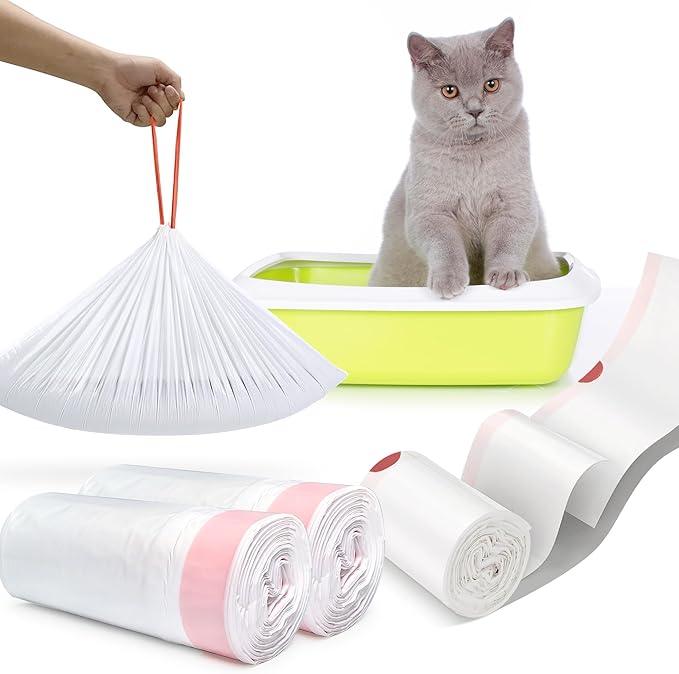 Cat Litter Liners Jumbo, 30 Packs Large Drawstring Pet Cat Pan Liners, Extra Thick Kitty Litter Box Bag Heavy Duty 36" x 16"